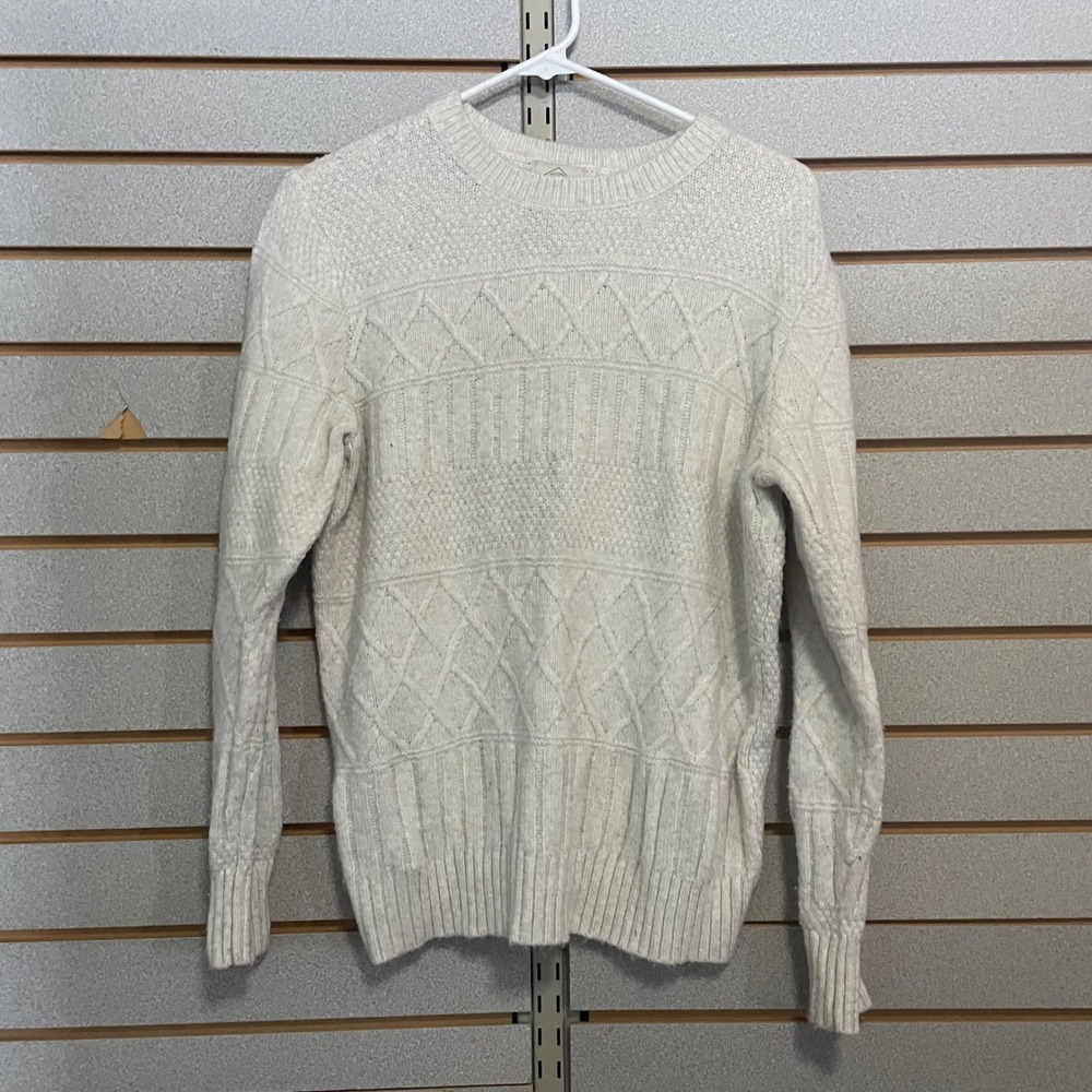 St Johns Bay Women Cream Textured Knit Crew Neck Sweater Size M